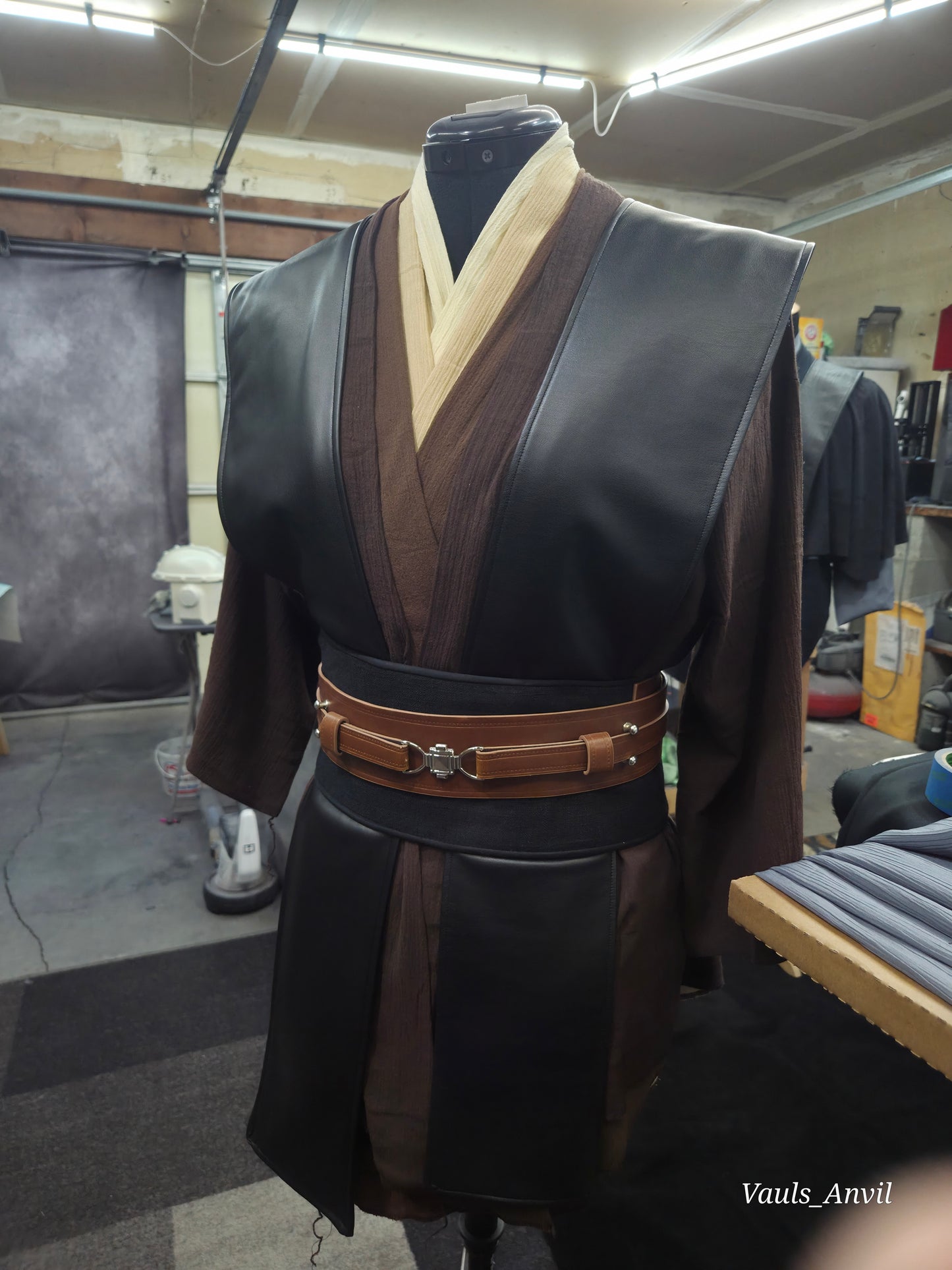 Jedi Black Leather Tabbards Set - Sheepskin Leather - Anakin Style