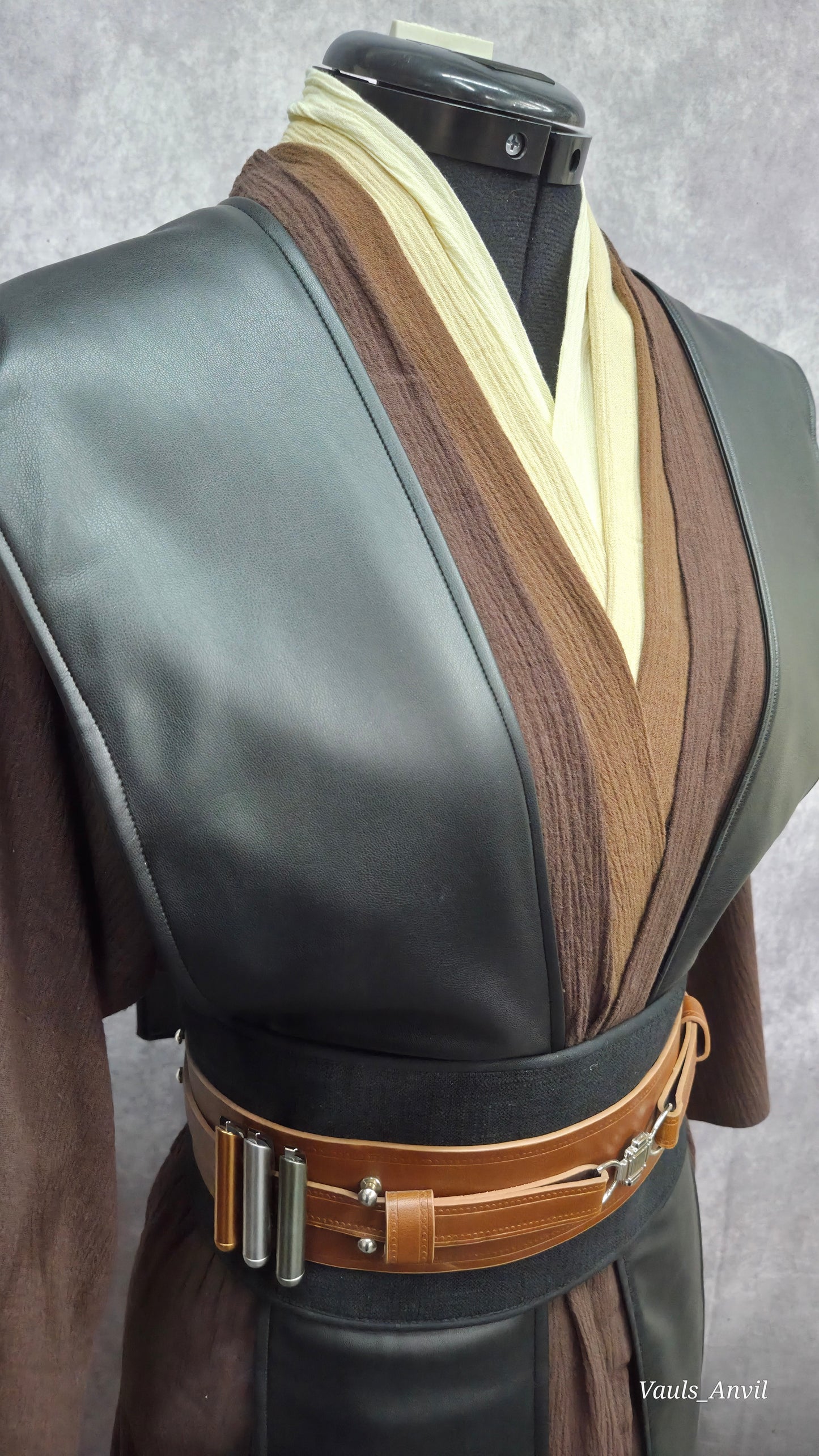 Jedi Black Leather Tabbards Set - Sheepskin Leather - Anakin Style