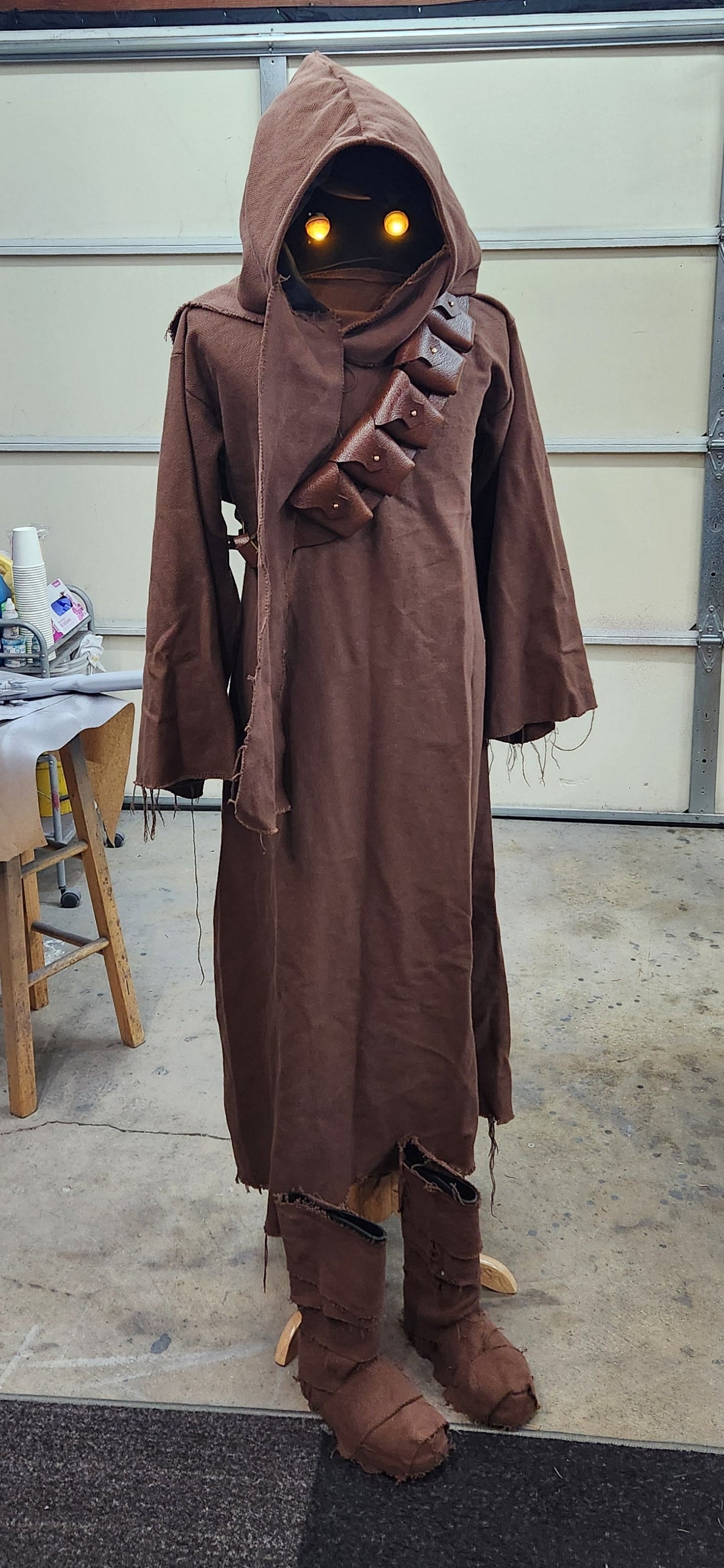 Star Wars Jawa Costume - Original Trilogy Light Up Eyes and Leather Bandolier - Vauls Anvil