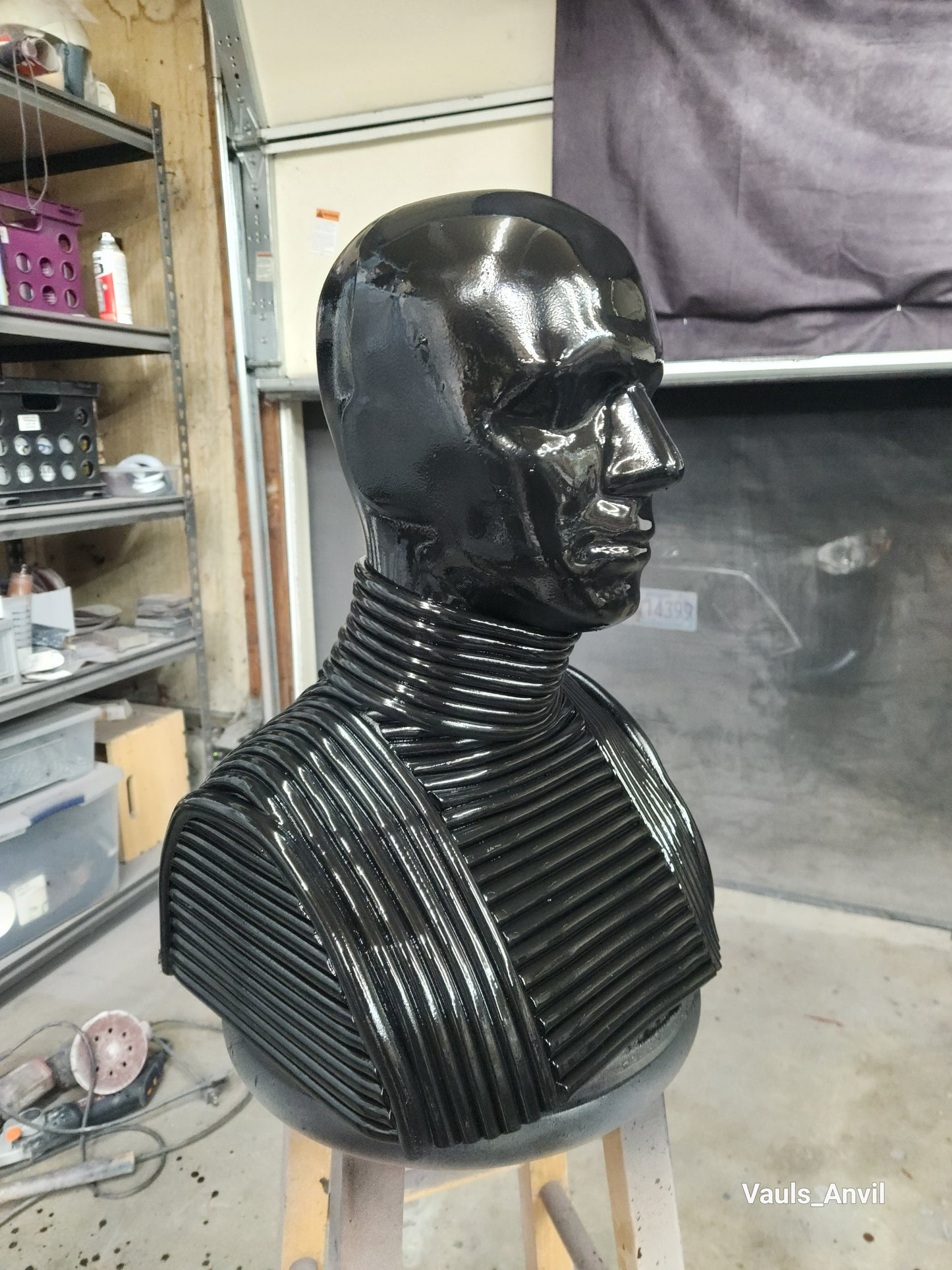 Ribbed Armored Helmet Display Cosplay Armature Display Bust