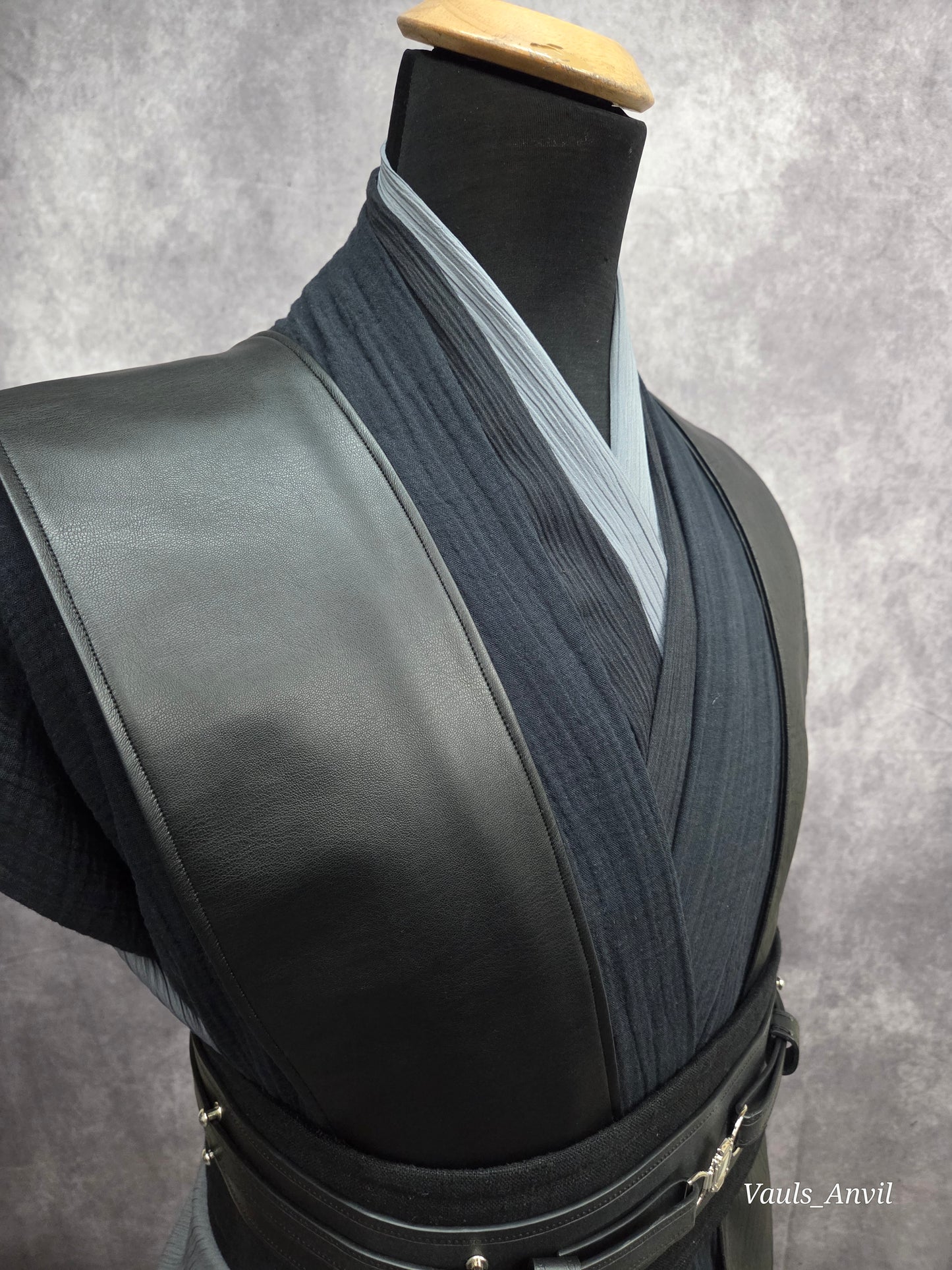 Jedi Black Leather Tabbards Set - Sheepskin Leather - Anakin Style